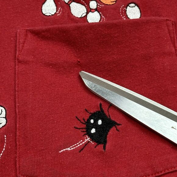 Vintage Looney Tunes Shirt Mens Small Red Sylvester Tweety Bird Bowl Pocket Tee - Picture 3 of 15